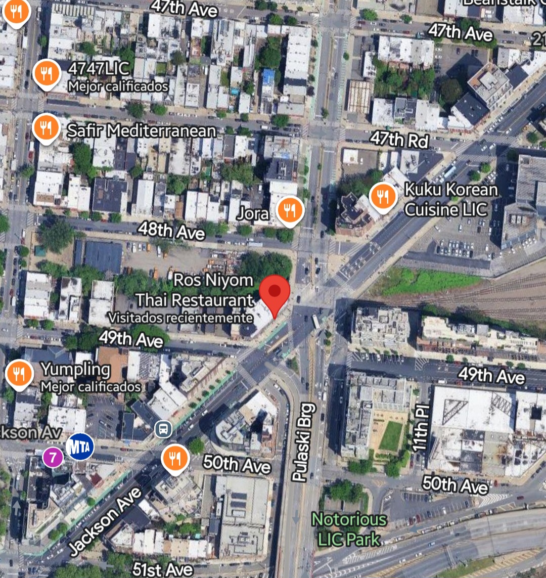 Map to Ros Niyom Thai Restaurant, 10-91 Jackson Ave, Long Island City, NY